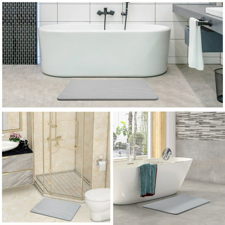 HBlife Stone Bath Mat, Diatomaceous Earth Bath Mat Bathmat, Non Slip Super Absorbent Quick Drying Diatomite Stone Bath Shower Mat for Bathroom, 23 inch x 15