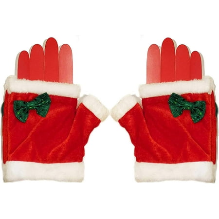 red sequin fingerless gloves