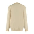 thumbnail image 3 of Womens Sweaters Fall Winter Clothes 2025 Long Sleeve Button Down Ruffle Crew Neck Casual Knitted Pullover Tops 03-Khaki S, 3 of 4