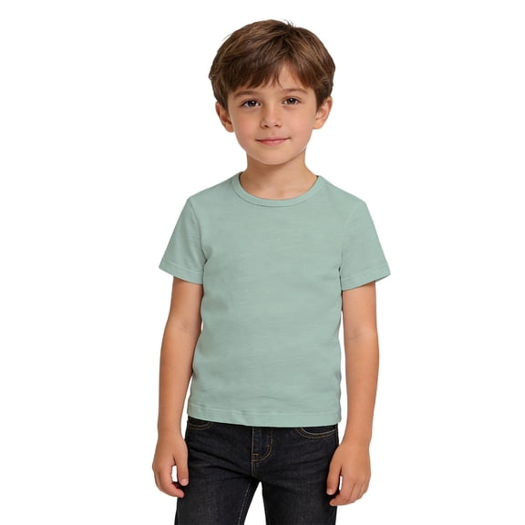 Ticikt Girls/Boys Plain Shirts 5-14 Years Round Neck Short Sleeve Basic Tees Casual Summer Tops Soft Breathable Daily Wear,Color:Mint Green,Size:7-8 Years