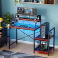 thumbnail image 5 of RSPGAME LED Gaming Desk with Monitor Stand, 47 inch Reversible Computer Desk for Home Office, Black & Red, 5 of 10