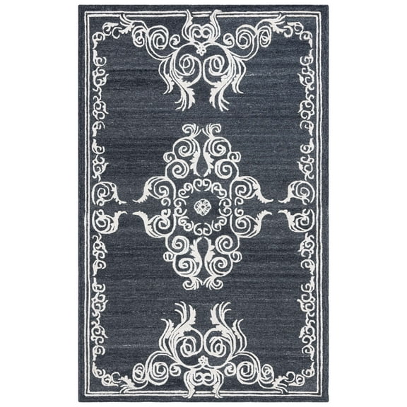 SAFAVIEH Glamour Euler Abstract Area Rug, Black/Ivory, 6' x 9'
