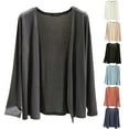 thumbnail image 3 of JYLPZYR Summer Tops for Women 2024 Women's Solid Color Spring and Summer New Cardigan Female Thin Long Sleeved Shawl Versatile Small Jacket Cotton Clothes (Pink,XL), 3 of 3