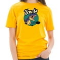 thumbnail image 3 of Oversized Tennis T-Rex Dinosaur Graphic Design Short Sleeve Cotton Jersey T-Shirt - Taxi Gold 2XL, 3 of 4