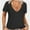 Black, variant on Women Fashion Deep V-Neck Short Sleeve Tops Solid Casual Loose Basic T Shirt