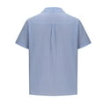 thumbnail image 5 of WREESH Men's Beach Fashion Short Sleeve Button Down Shirt with Cuban Neck and Striped Pattern Blue, 5 of 6