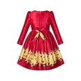 thumbnail image 2 of Girls Dress Christmas Red Gold Tree Reindeer New Year Party 8 Years, 2 of 6