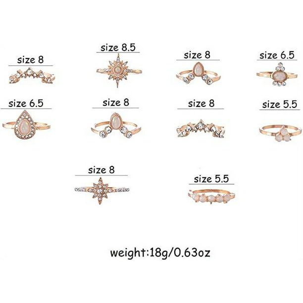 Lot de 10 Bagues Empilables pour Adolescentes Bagues Empilables vintage boho Or Argent Moyen multiple Bague Mis en Tailles 5 10 Walmart