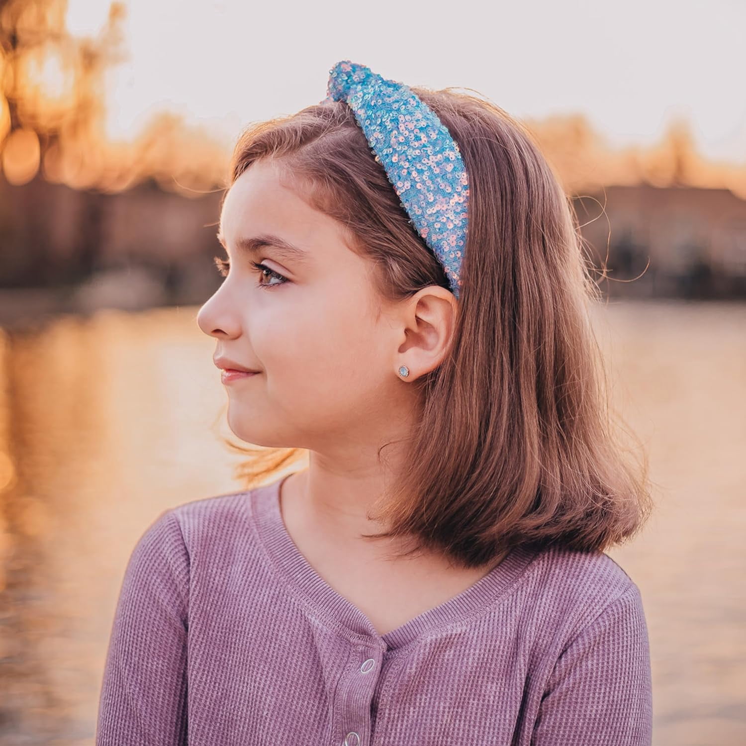 Dark Gray Blue Iridescent Knotted Headband with AB Rhinestones ccb7b437-5bb8-43b3-85bf-  main image 4