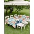 thumbnail image 4 of Outdoor Tablecloth with Umbrella Hole for Patio/Picnic/Party/Camping, Coastal Waterproof Table Cloth Rectangle Table Cover Washable, Nautical Summer Beach Coral Starfish Shell (60"x 84"), 4 of 8