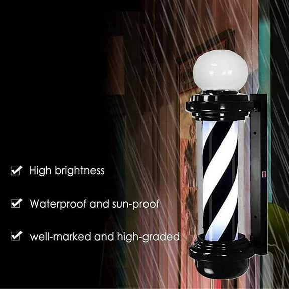Miumaeov Barber Pole Rotating Light LED Stripe Wall Lamp Barber Shop Hair Salon Open Sign