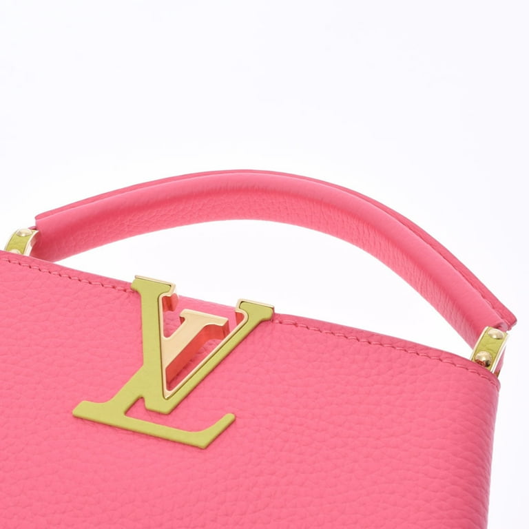 Authenticated Used LOUIS VUITTON Louis Vuitton Capucines MINI Pink/Yellow  M55987 Women's 13842 Taurillon Leather Handbag 