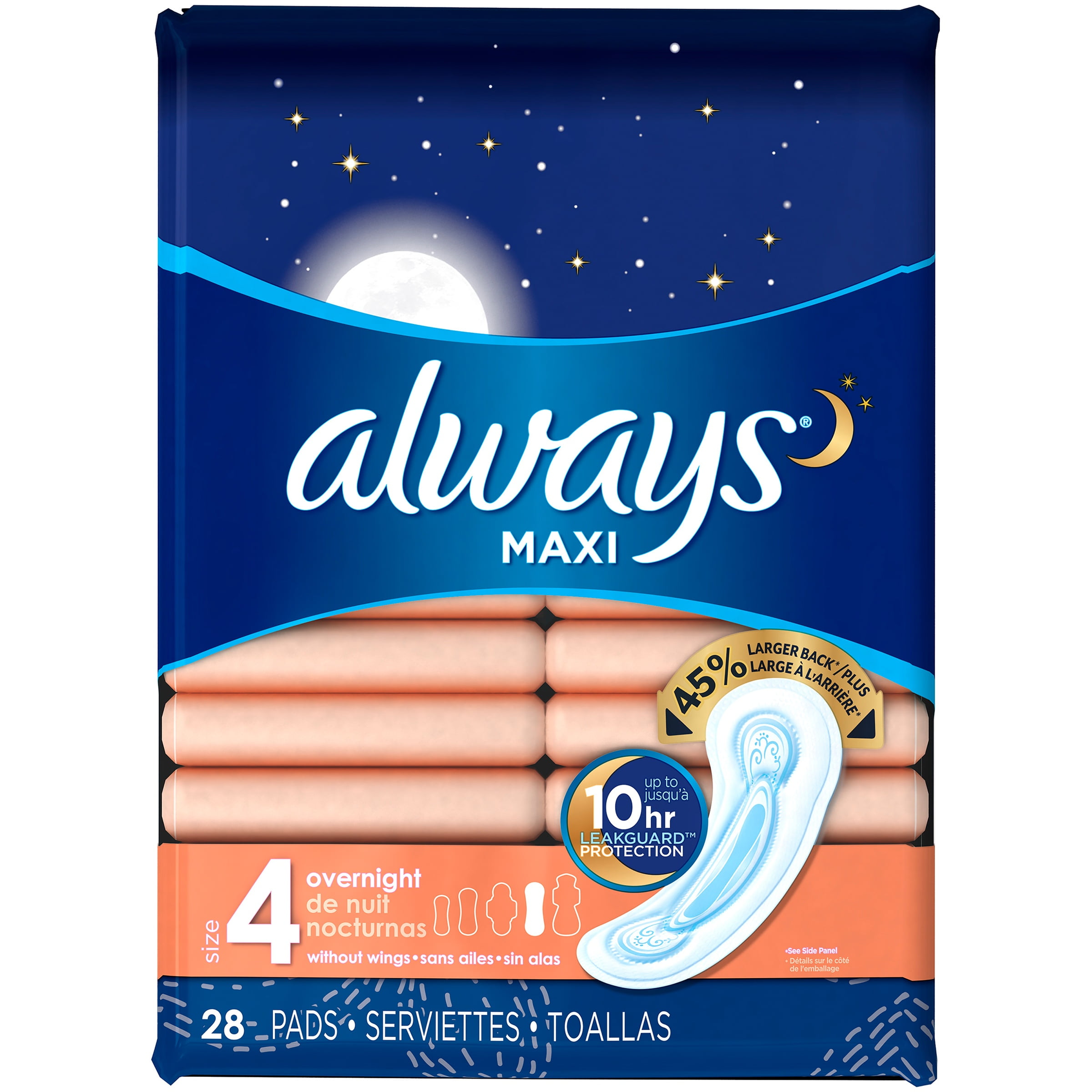Always Maxi Pads Without Wings Overnight Protection 28 CT eBay