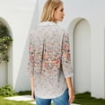 thumbnail image 6 of Women's 3/4 Sleeve V Neck Blouse Solid Color Work Casual Regular Collared Top with Button Closure for Office Business and Daily Casual Outfits, 6 of 7