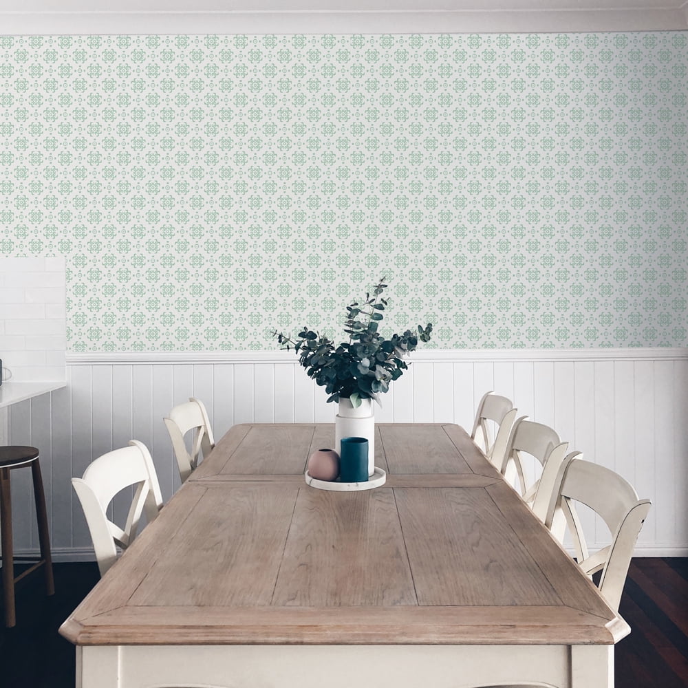 Tempaper Decorative Tile Green Peel and Stick Wallpaper, 20.5" x 16.5'