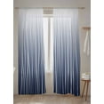thumbnail image 5 of Sheer Curtains 96 inches Long, Navy Blue Wave Lines Gradient Minimalist Abstract Texture Light Filtering Sheer Window Curtains Rod Pocket Voile Drapes for Bedroom Living Room, 52"W x 96"L 2 Panels, 5 of 7