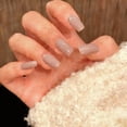 thumbnail image 2 of Uñas postizas adhesivas JOYVVEW nude marrón, tamaño mediano cuadrado, 28 piezas, 2 of 7