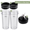 thumbnail image 4 of Equust Vasos de licuadora Ninja de 5 piezas de repuesto, vasos individuales de 16 oz con tapas para sorber y sellar, cuchilla extractora de 6 aletas, compatible con licuadoras Nurti Ninja Pro BL660 BL, 4 of 6
