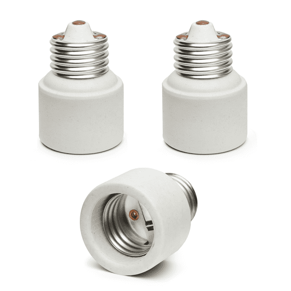 3 Pack Medium Screw Base to Medium Base Light Socket Porcelain Extender, E26 E27 Lamp Bulb Socket Extension Adapter, (Set of 3, Porcelain E26 Extender)