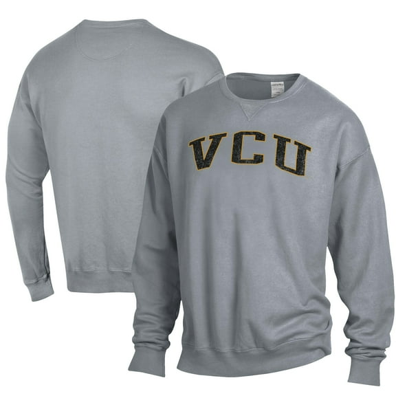 Men's ComfortWash Gray VCU Rams Garment Dyed Fleece Crewneck Pullover Sweatshirt