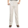 thumbnail image 4 of Sakmal Men's Khaki Pants Cotton and Linen Elastic Waist Straight Leg Stretch Yellow Mens Chino Pants XL, 4 of 5
