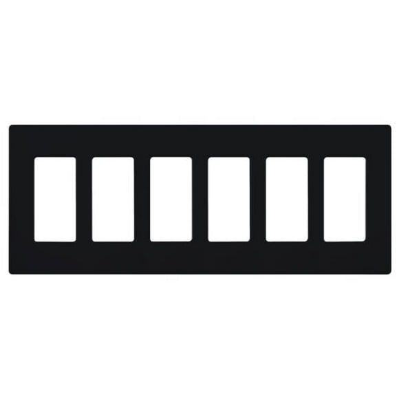 Lutron Claro 6 Gang Decorator/Rocker Wallplate, Gloss | CW-6-BL | Black