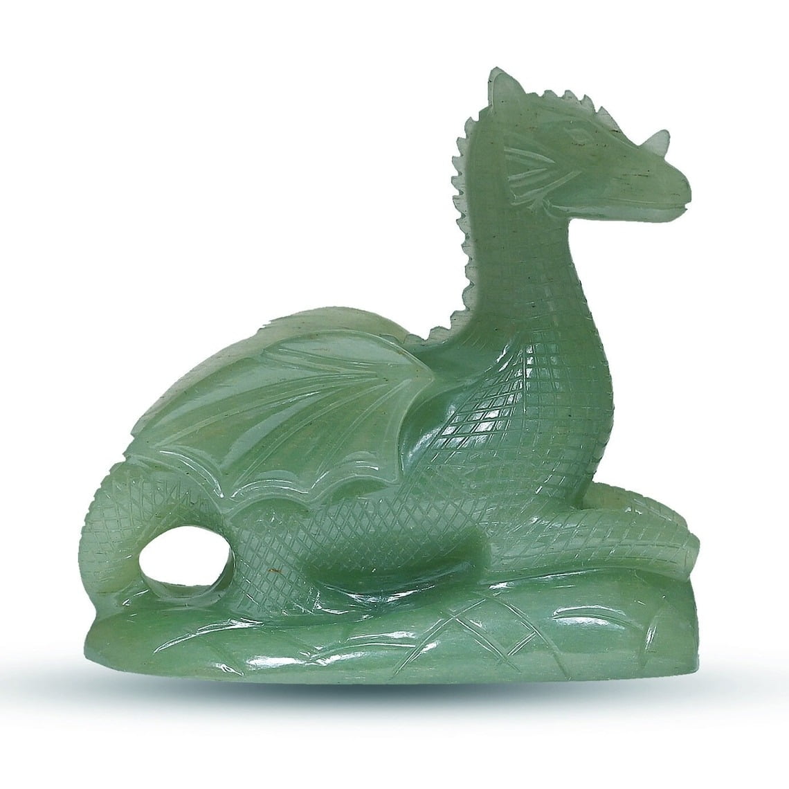5.5 Inch Green Aventurine Dragon Figurine Sculpture for Home Decor