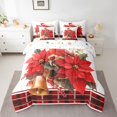 thumbnail image 3 of Homewish Red Poinsettia Floral Bedding Comforter Set 7 Pieces, Kawaii Xmas Robin Full Bedding Set, Teens Kids Boys Girls Reversible Fitted Sheet Flat Sheet, Breathable Home Decor, 3 of 8