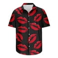 thumbnail image 5 of ZRGHAOYLQ Mens Button Down Shirts Plus Size Short Sleeve Wrinkle Free Shirt Sweet Lip Print Casual Shirts Lightweight Hawaiian Holiday Tops for Valentine's Day, 5 of 5