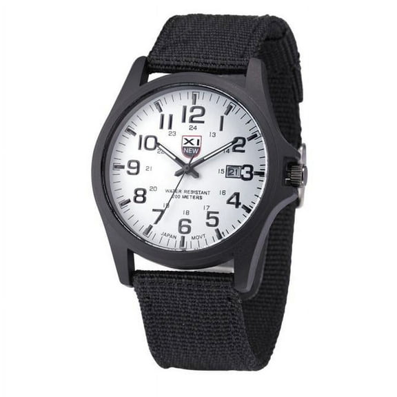 Umfun Mens Date Stainless Steel Military Sports Analog Quartz Wrist Watch White