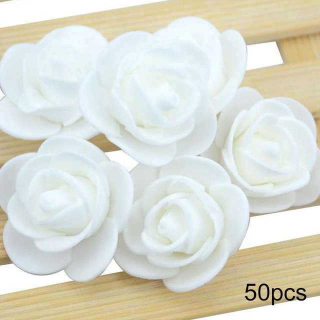 Cabezas de flores artificiales de 3,5 CM, decoración de cocina para el hogar para boda DIY (blanco puro)