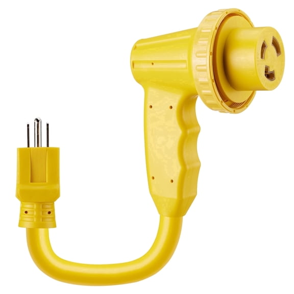 12" RV 30 Amp to 15 Amp Adapter Plug with Locking Ring, NEMA 5-15P to L5-30R Dogbone Power Cord for Camper Trailer ,ETL Listed