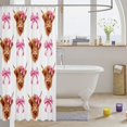 thumbnail image 3 of Manfei Kawaii Farm Cow Shower Curtain 72Wx84L,Pink Bowtie Bathroom Shower Curtain, 3 of 5