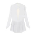 thumbnail image 6 of TiaoBug Women's Figure Ice Skating Dress Long Sleeve Shiny Rhinestones Sheer Mesh Ballet Dance Leotard White XL, 6 of 7