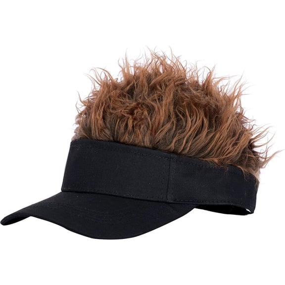 Men's Visor with Hair Fake Hairs Visor Hat with Hair for Men Funny Spiked Sun Hats Novelty Baseball Wig Caps Birthday Gift…
