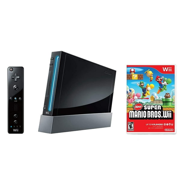Restored Black Wii Console With New Super Mario Brothers (Refurbished)