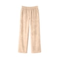 thumbnail image 4 of Ohufall Fleece Pajama Pants for Women Stretchy Wide Leg Sleep Pant Pockets Comfortable Solid Color Home Lounge Pants, 4 of 7