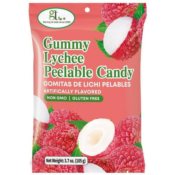 GT Gummy Lychee Peelable Candy, 3.7 oz, Non GMO, Gluten Free