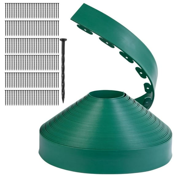 WAASOSCON 150ft/60.96m x 4in/10.16cm Garden Landscape Edging, Landscape Edging Border with Spikes for Garden Flower Beds, Green