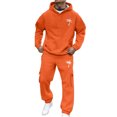 thumbnail image 3 of Sweatsuits for Men Set 2 Piece Casual Letter Print Relaxed Fit Hoodie Sweatshirt and Joggers Sweatpants Sets Sport Suit with Pocket Orange XXXL, 3 of 7