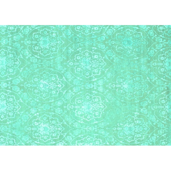 Ahgly Company Indoor Rectangle Abstract Turquoise Blue Contemporary Area Rugs, 5' x 8'