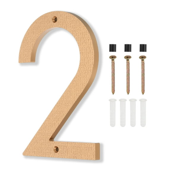 8 Inch House Numbers, House Address Numbers Sign Large Floating House Numbers Modern House Numbers with Screws for Outside Door Wall Street, Gold, 2