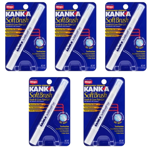 Gel para dolor de dientes y encías Kank-A Soft Brush, 2 ml, paquete de 5