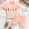 thumbnail image 2 of Zanarzt Toddler Kid Boy Clothes Set Toddler Boy Outfits Shorts Sleeve Summer Beach T Shirts Shorts Clothing Set Light Pink,12-18 Months, 2 of 8
