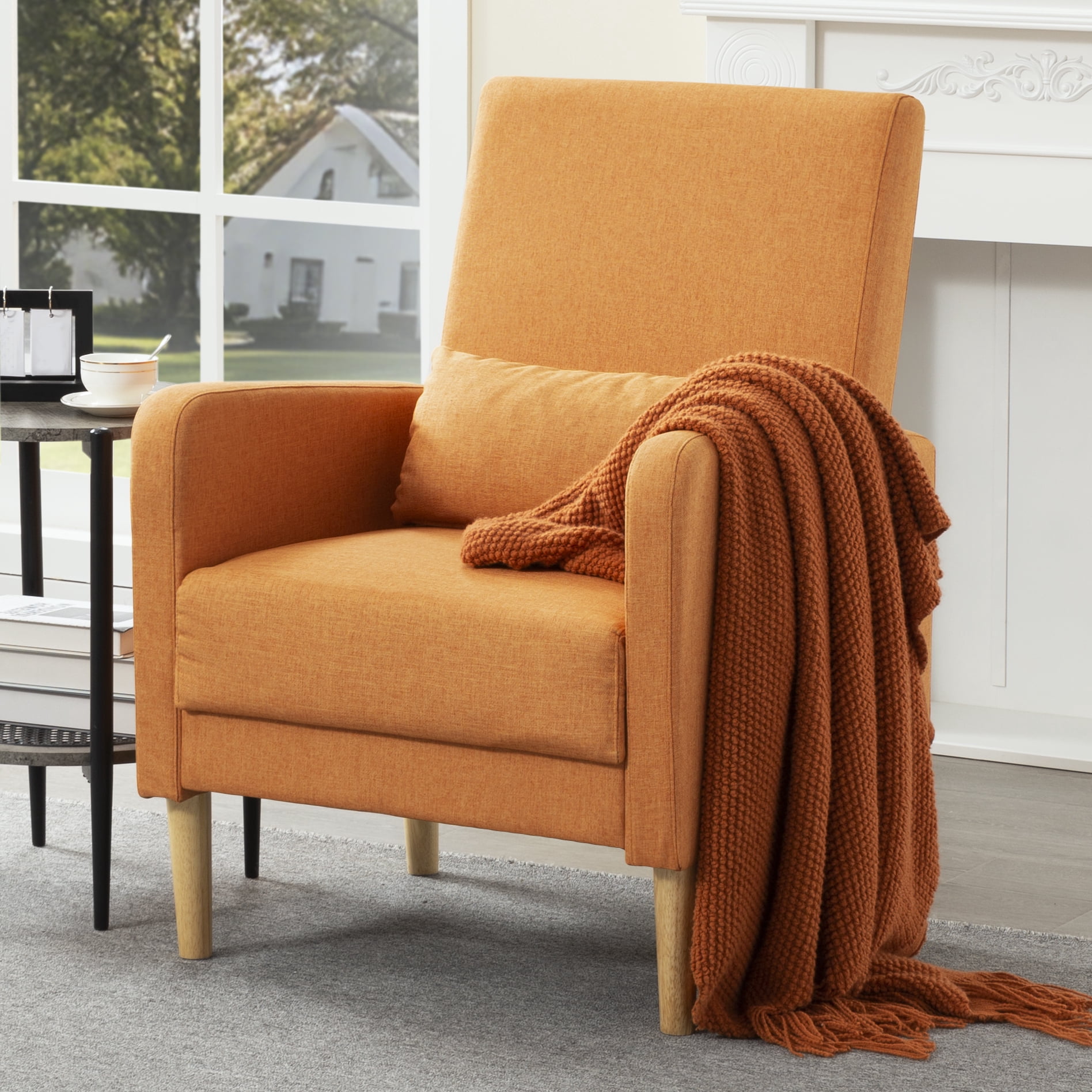 BSHTI 26.5” Modern design Style Accent Chair. Easy to Assemble Accent Chair with Storage Side Pocket and Solid Wood Frame for Livingroom