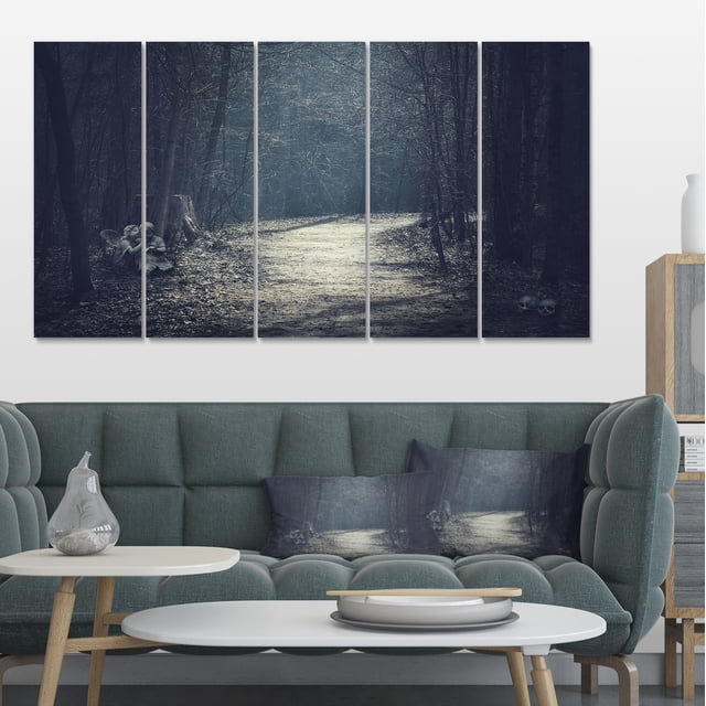 Dark Forest With Empty Road - Forest Canvas Art Print