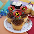 thumbnail image 4 of Batman Robin Logo Heart Love Cupcake Picks Toppers Decoration Set of 6, 4 of 7