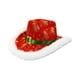 thumbnail image 3 of Sombrero de vaquero navideño, elegante accesorio de disfraz occidental para fiesta temática de carnaval. Flores doradas, 3 of 8