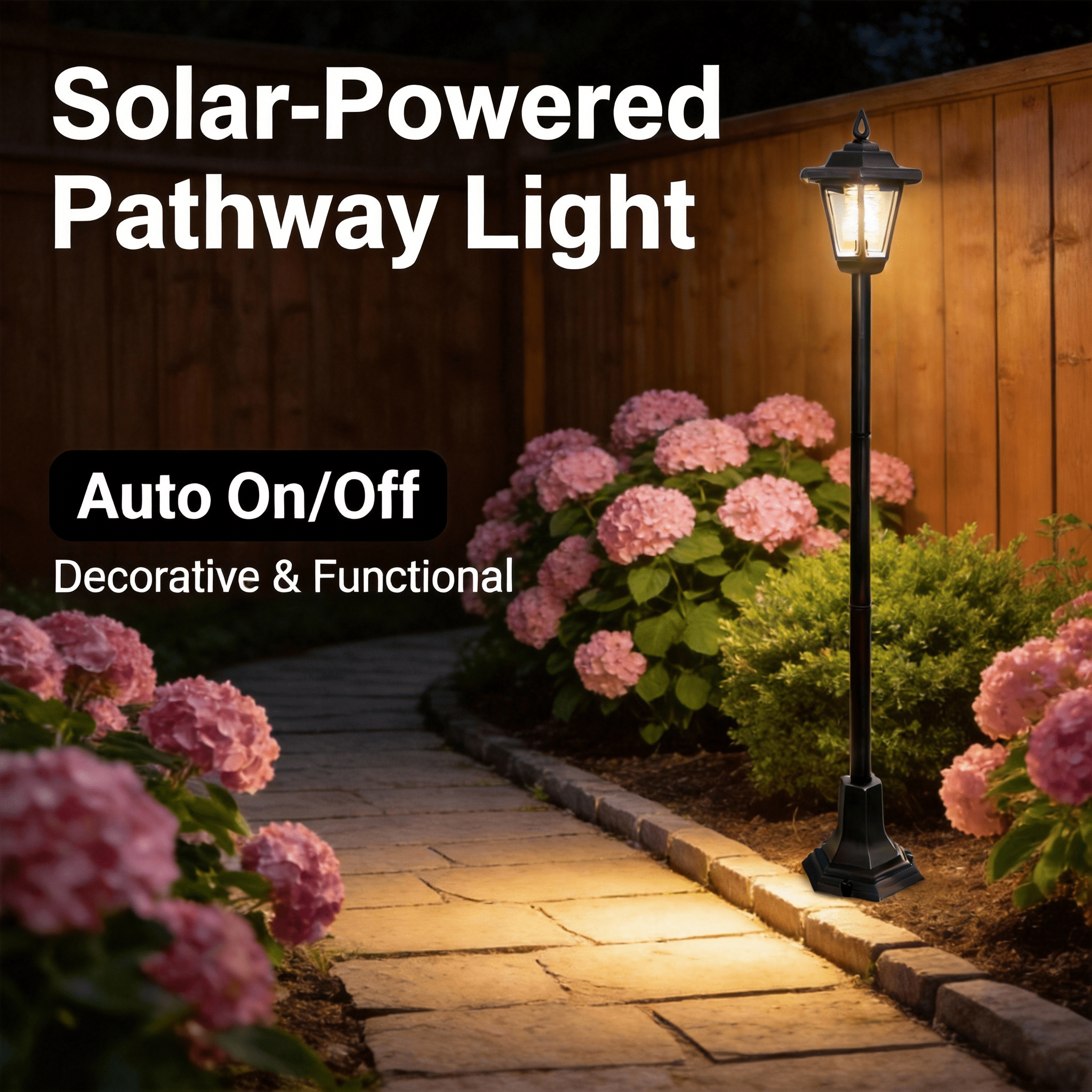 DJGIFI Solar Garden Pathway Driveway Light Vintage Adjustable Height Auto on/off Warm White LED