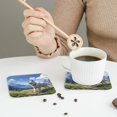 thumbnail image 3 of Leather Coasters with Heat-resistant for Drinks, Blue Sky Cute Dog Cup Coasters Cup Pad Mat for Tabletop Protection, Coffee Table, Office Desk and Housewarming Gift, 3 of 5